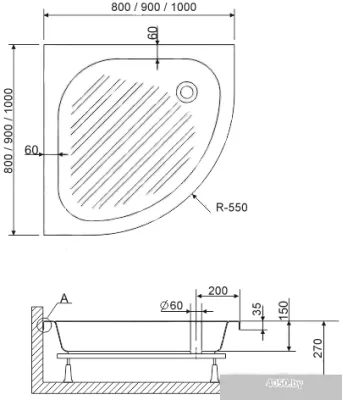 Душевой поддон RGW BP/CL-S 90x90