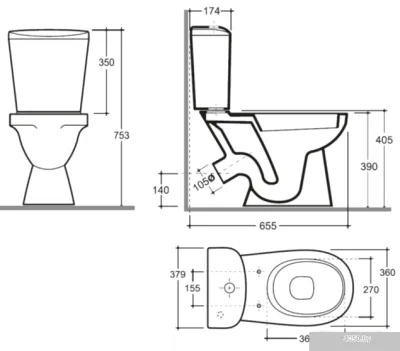 Унитаз Керамин Лаго (бачок, сиденье полипропилен, 2-реж. И-СБ2-НпрРФК-Хк-М)