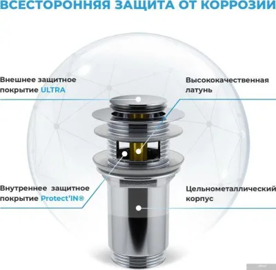 Wellsee Drainage System 182101001 (сифон, донный клапан, хром)