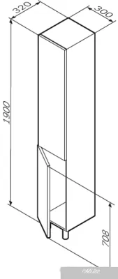 AM.PM Шкаф-пенал Gem 30 M90CSL0306WG (левый, белый глянец)
