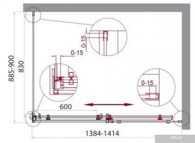 BelBagno ACQUA-AH-1-140/90-C-Cr (прозрачное стекло)