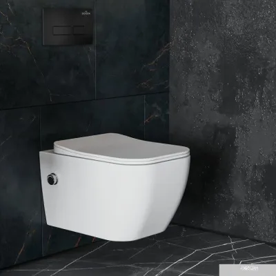 Roxen Cube Bidet One Rimless 6 в 1 StounFix Slim 583046 (кнопка: черный матовый)