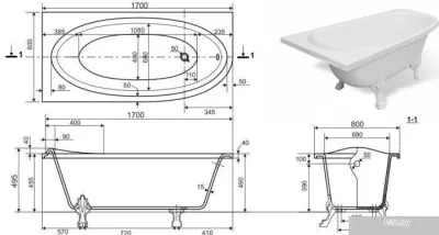 Ванна Эстет Венеция 170x80 (левая)