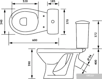 Унитаз Оскольская керамика Суперкомпакт (белый, косой выпуск)