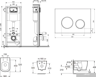 Унитаз Lavinia Boho Relfix Bell Pro Rimless 7 в 1 87040043 (матовый пластик)