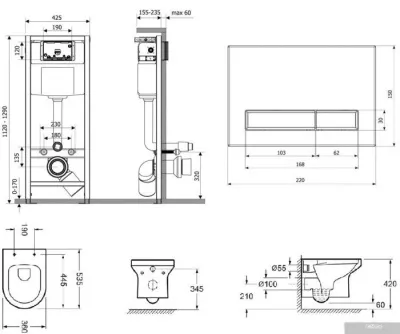 Унитаз Lavinia Boho Relfix Grance Hill Rimless 7 в 1 87561033 (черный пластик)