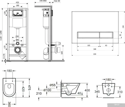 Унитаз Lavinia Boho Biore Compacto Rimless 7 в 1 87050171 (матовый пластик)