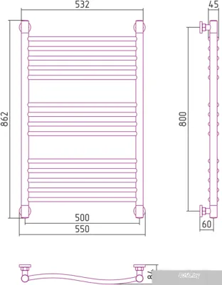 Полотенцесушитель Сунержа Флюид+ 1000x500 00-0222-8050