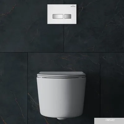 Roxen Simple Compact в комплекте с инсталляцией StounFix Slim 6 в 1 964407 (кнопка: белое стекло)