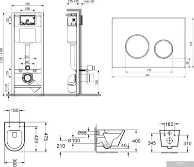 Унитаз Lavinia Boho Biore Compacto Rimless 7 в 1 87040092 (черный пластик)
