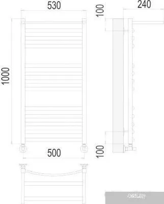 Полотенцесушитель TERMINUS Енисей П13 500x1000 с полкой нп