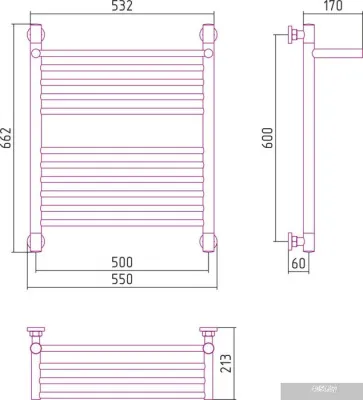 Полотенцесушитель Сунержа Богема с полкой+ 600x500 00-0223-6050