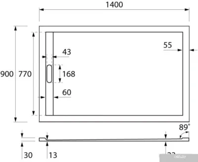 Душевой поддон Cezares TRAY-AS-AH-140/90-30-W