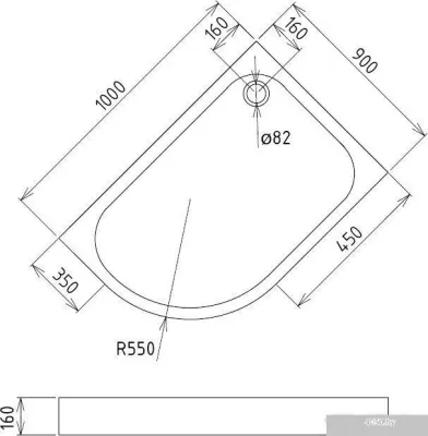 Душевой поддон Gemy ST19 R 100x90