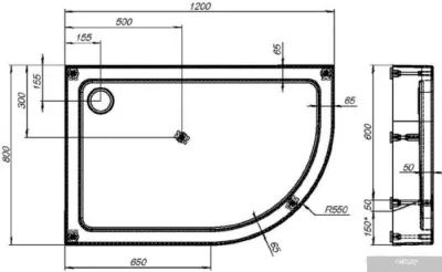Душевой поддон Aquanet GL180 120x80 L