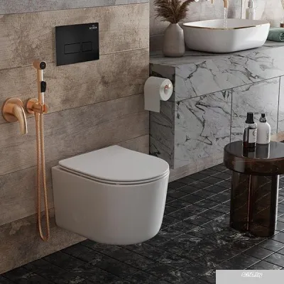 Roxen Simple Compact в комплекте с инсталляцией StounFix Slim 6 в 1 921358 (кнопка: черный матовый)