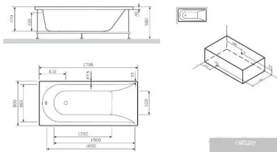 Ванна AM.PM Spirit W72A-180-080W-A2 (с каркасом и экраном)