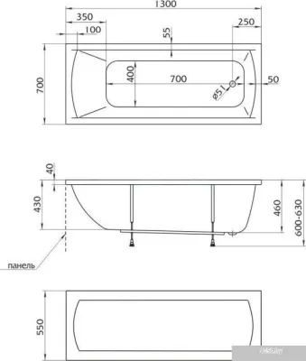 Ванна 1Марка Poseidon Modern 130x70