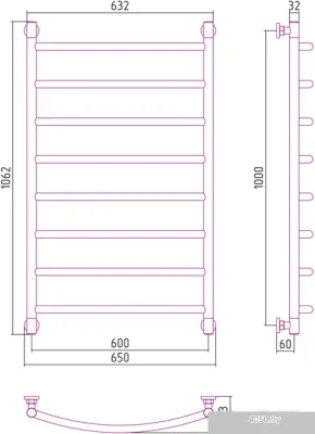 Полотенцесушитель Сунержа Галант+ 1000x600 00-0200-1060