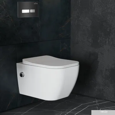 Roxen Cube Bidet One Rimless 6 в 1 StounFix Slim 649838 (чёрное стекло)