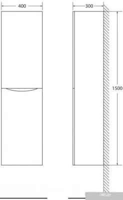 BelBagno Шкаф-пенал Fly-Marino-1500-2A-SC-BO-P-R (правый, bianco opaco)