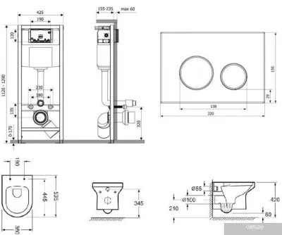 Унитаз Lavinia Boho Relfix Grance Hill Rimless 6 в 1 87561008 (черный пластик)