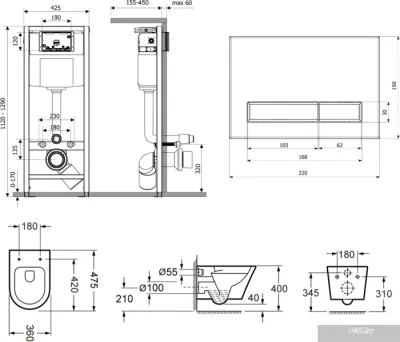 Унитаз Lavinia Boho Biore Compacto Rimless 7 в 1 87050172 (черный пластик)