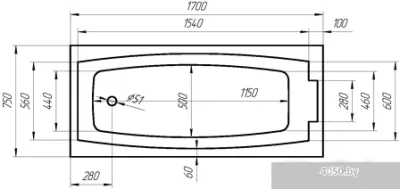 Ванна 1Марка Aelita 170x75