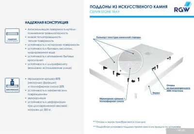 Душевой поддон RGW ST-0108W 16152810-01 80x100