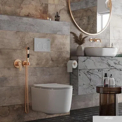 Roxen Simple Compact в комплекте с инсталляцией StounFix Slim 6 в 1 919136 (кнопка: хром матовый)