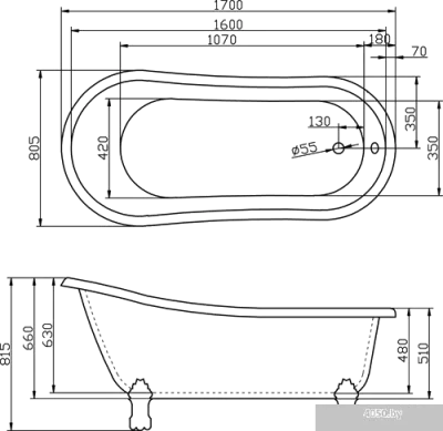 Ванна BelBagno BB04 170x80.5