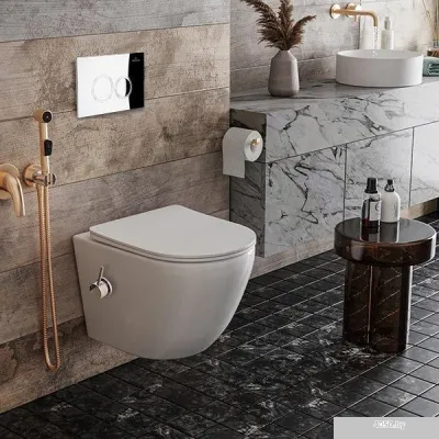 Roxen Antares Bidet в комплекте с инсталляцией StounFix Slim 6 в 1 926249 (кнопка: хром глянец)