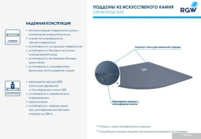Душевой поддон RGW ST/R-0100G 16153100-02 100x100