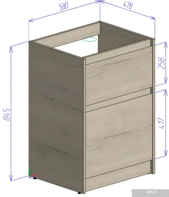 BelBagno Тумба под умывальник Kraft-LVD-580/1200-2C-PIA-RNN (rovere neb.)