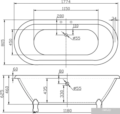 Ванна BelBagno BB21 177.4x80.5