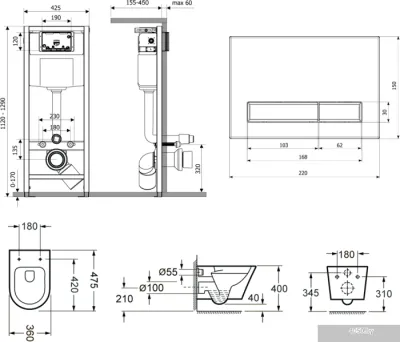 Унитаз Lavinia Boho Biore Compacto Rimless 7 в 1 87050169 (белый пластик)