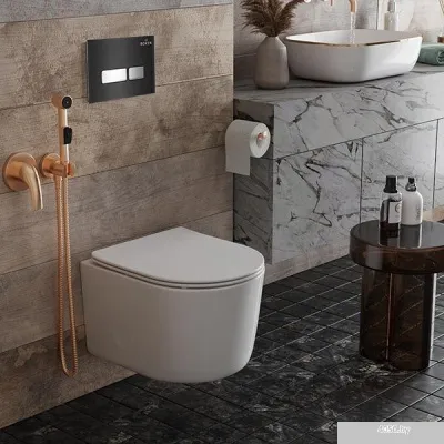 Roxen Simple Compact в комплекте с инсталляцией StounFix Slim 6 в 1 965318 (кнопка: черное стекло)