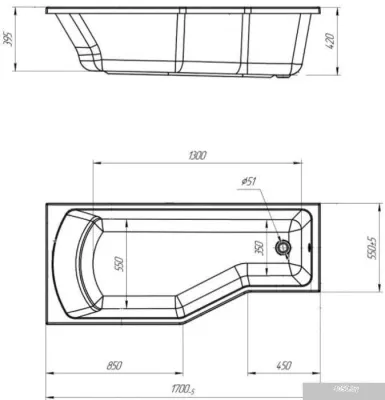 Ванна 1Марка Convey 170x75 (левая)