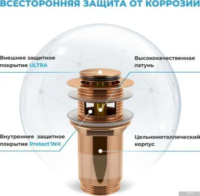 Wellsee Drainage System 182127001 (сифон, донный клапан, розовое золото)