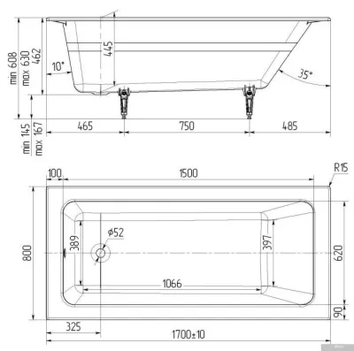 Универсал Оптима Ультра-У 170x80 (1 сорт, с ножками)