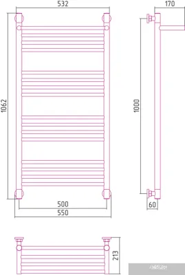 Полотенцесушитель Сунержа Богема с полкой+ 1000х500 00-0223-1050