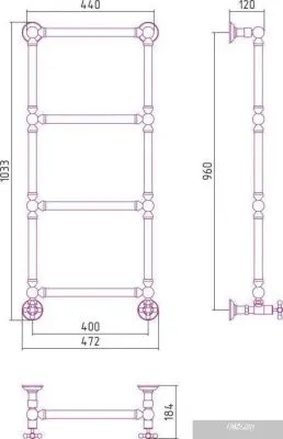 Полотенцесушитель Сунержа Ренессанс 1304 960x400 00-0280-9640