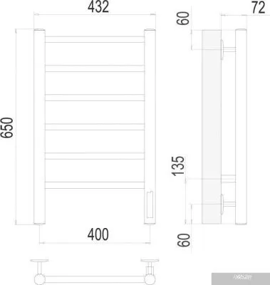 Полотенцесушитель TERMINUS Аврора П6 400x650 нп электро