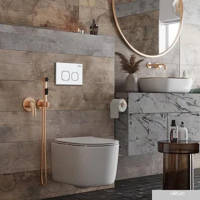 Roxen Simple Compact в комплекте с инсталляцией StounFix Slim 6 в 1 916803 (кнопка: белый глянец)