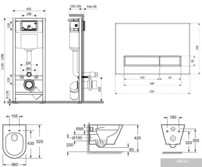 Унитаз Lavinia Boho Relfix Elegant Rimless 7 в 1 87561096 (белое стекло)