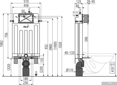 Инсталляция для унитаза Alcaplast AM100/1000 Alcamodul