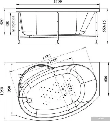 Экран под ванну Vannesa Монти 95 R 2-41-0-2-0-213 (торцевый)