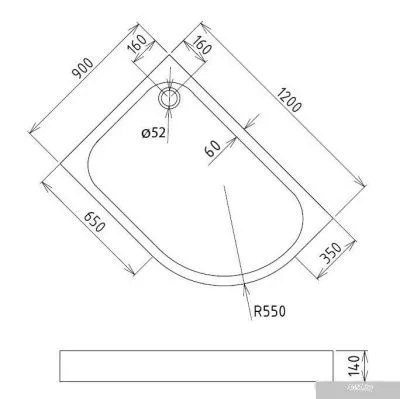 Душевой поддон Gemy ST20 L 120x90