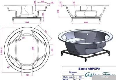 Ванна Astra-Form Аврора 186x186