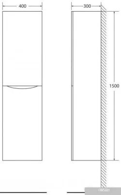 BelBagno Шкаф-пенал Fly-Marino-1500-2A-SC-BL-P-L (bianco lucido)